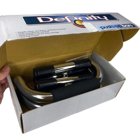 Push Up Stand Bars Raised Support Definity NEW Slip Resistant Chrome Foam Handle - Picture 3 of 7
